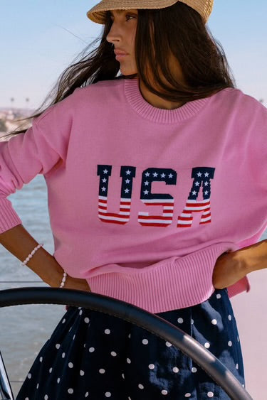 Beach Riot Callie Sweater Prism Pink Americana