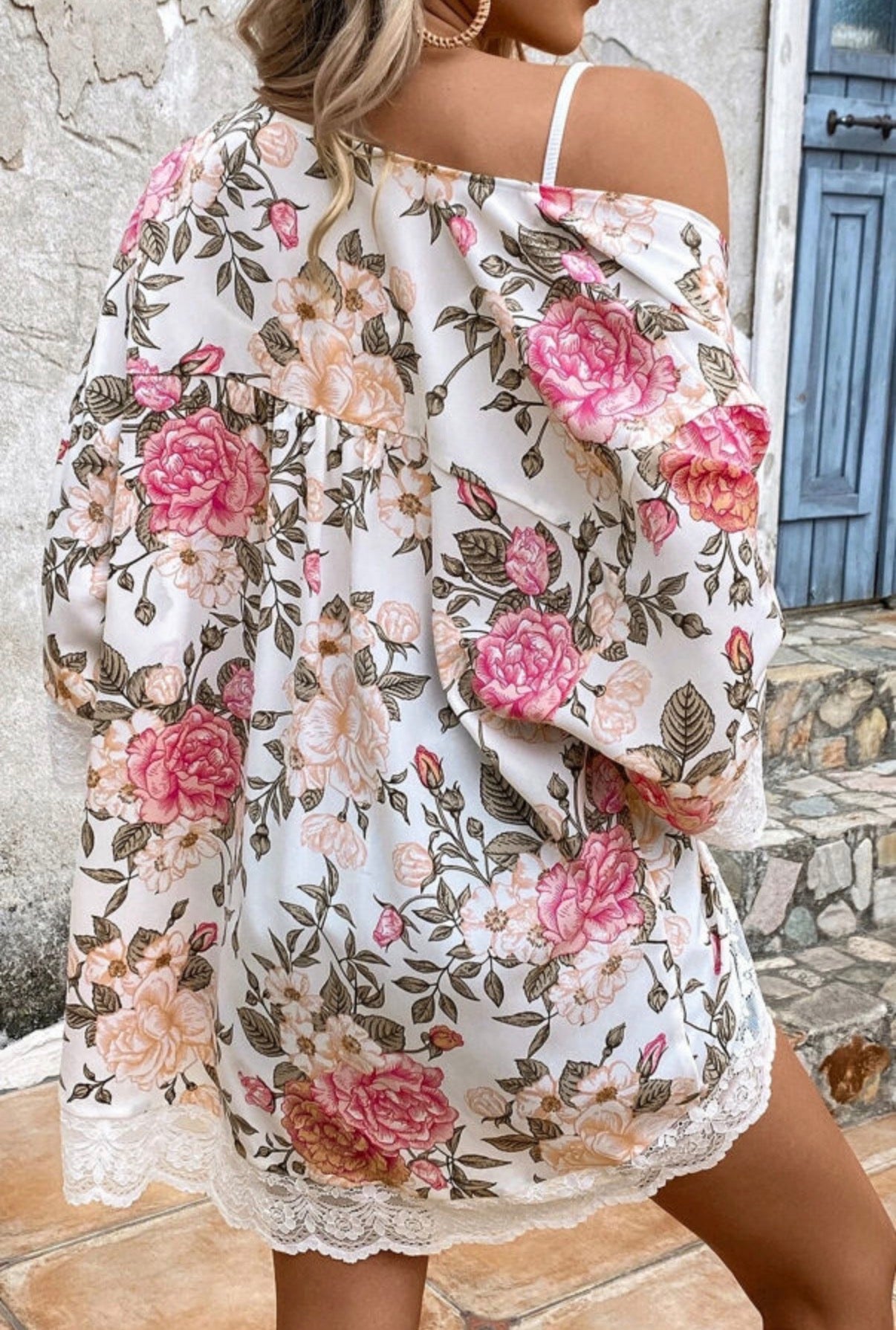 Blushing Blooms Lace Kimono