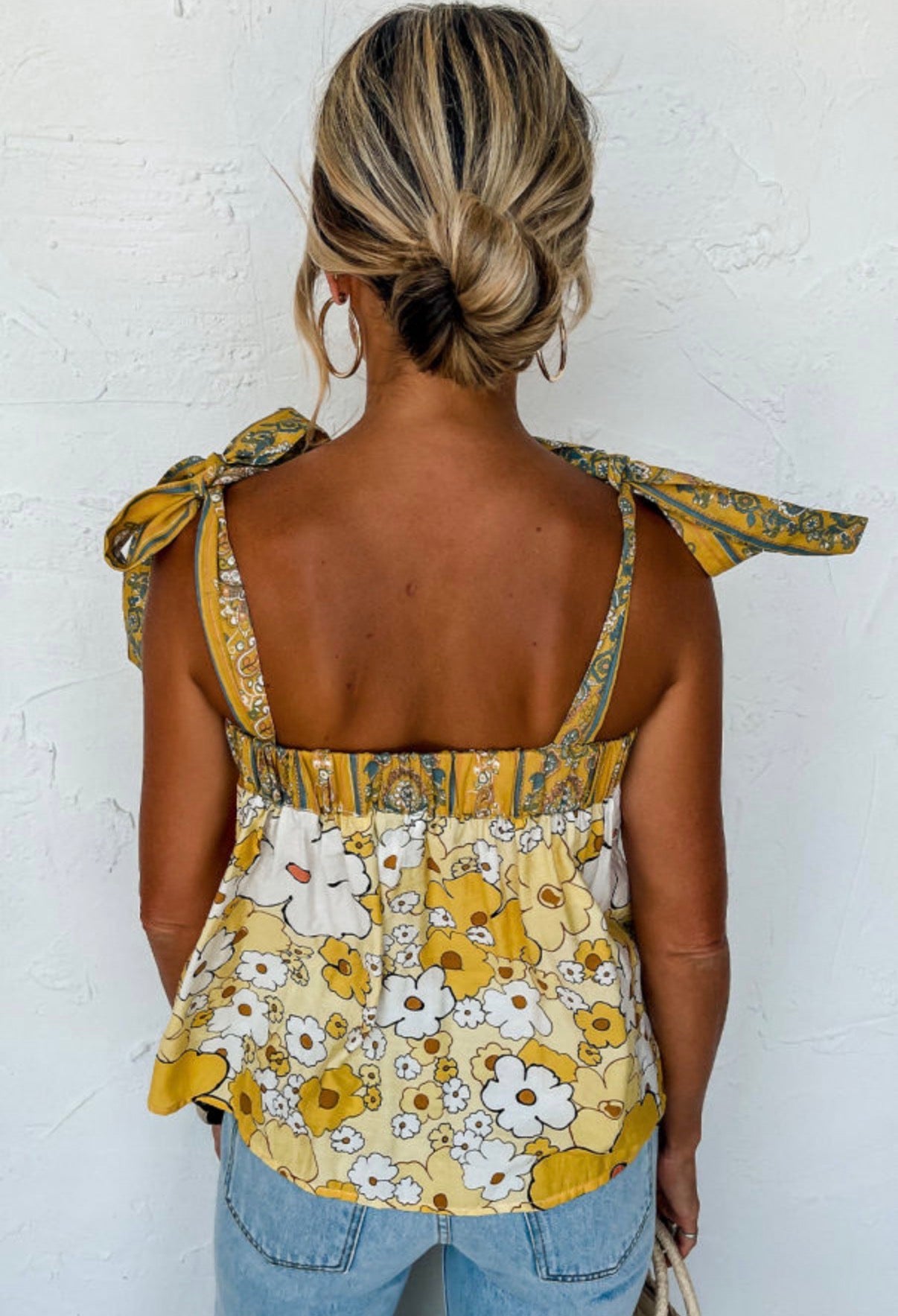 Golden Bloom Tie Strap Tank