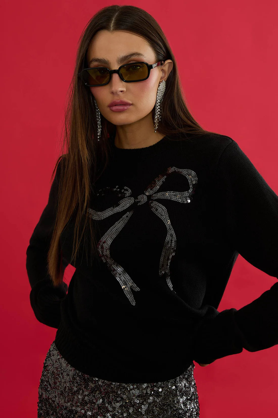 Beach Riot Jolene Sweater Black Bow