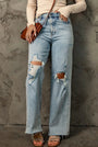 Vintage High-Rise Distressed Straight-Leg Jeans Florida Girl Fashion Boutique