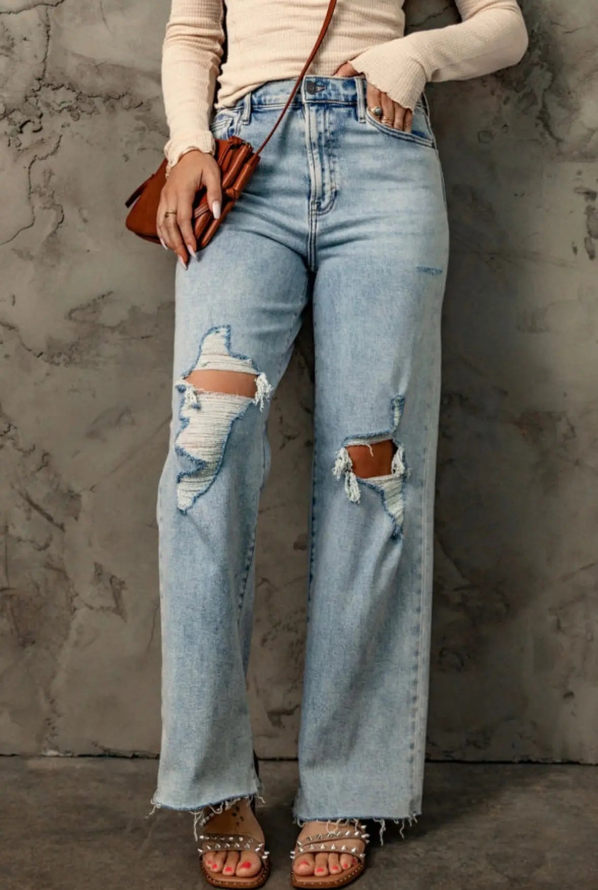Vintage High-Rise Distressed Straight-Leg Jeans Florida Girl Fashion Boutique