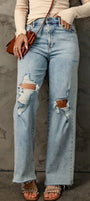 Vintage High-Rise Distressed Straight-Leg Jeans Florida Girl Fashion Boutique