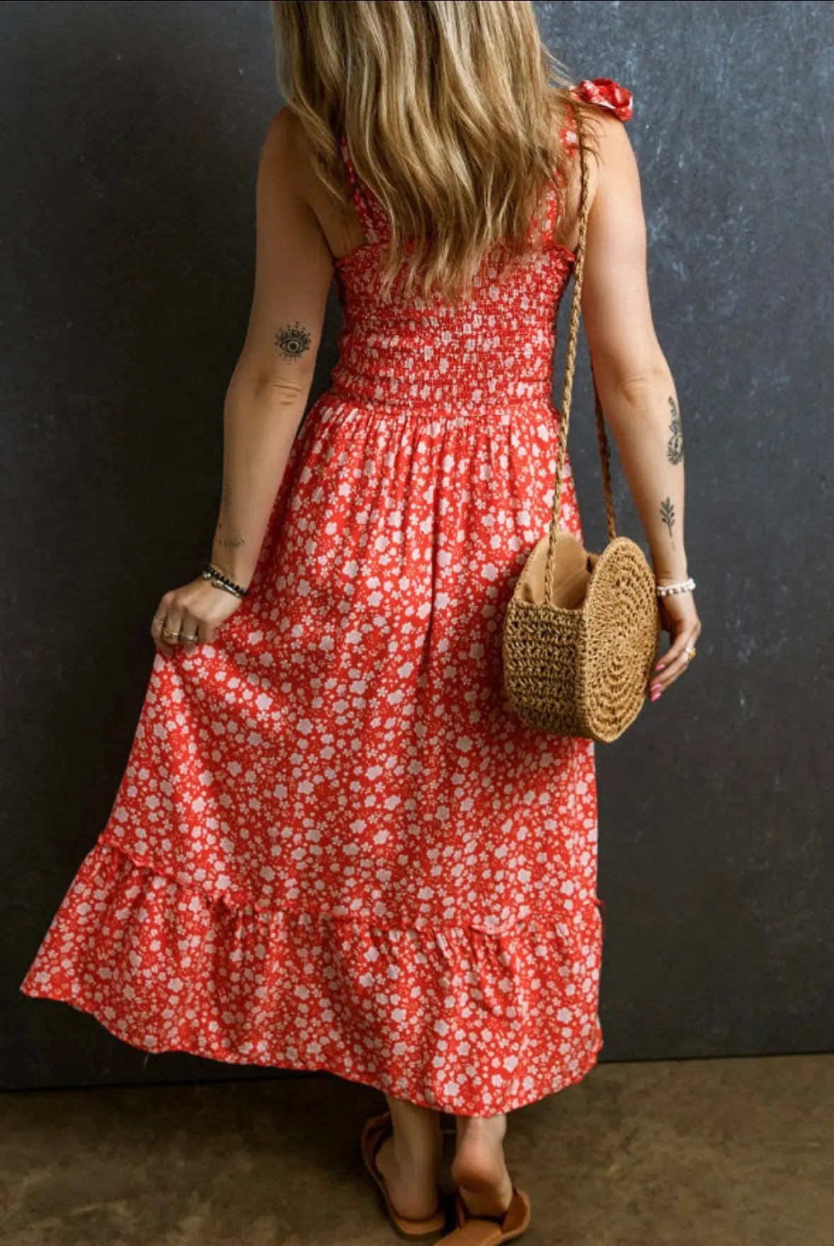 Floral Smocked Tie Strap Maxi Florida Girl Fashion Boutique