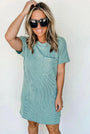 Teal Corded T-Shirt Dress Florida Girl Fashion Boutique