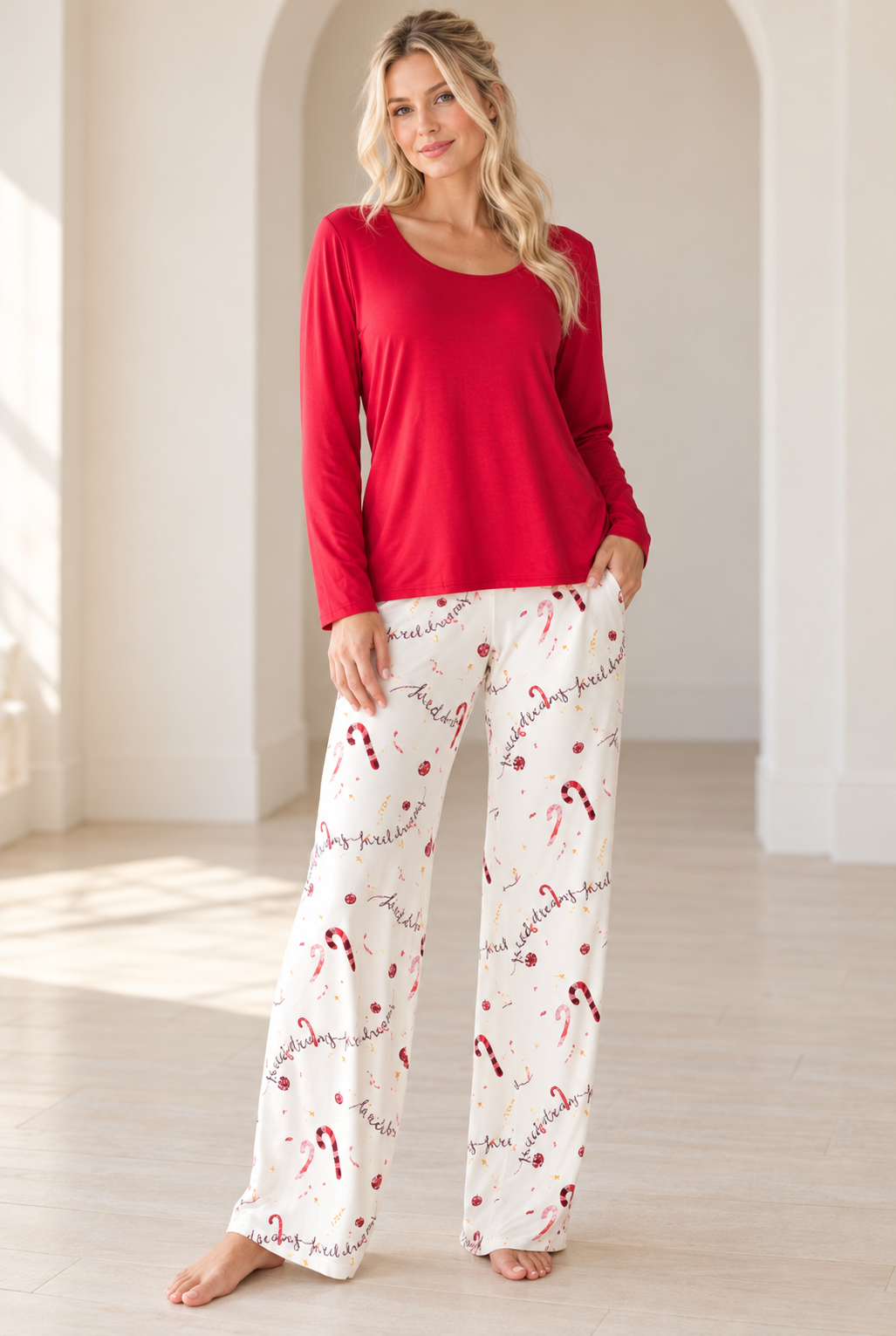 Candy Cane Wishes Pajama Set