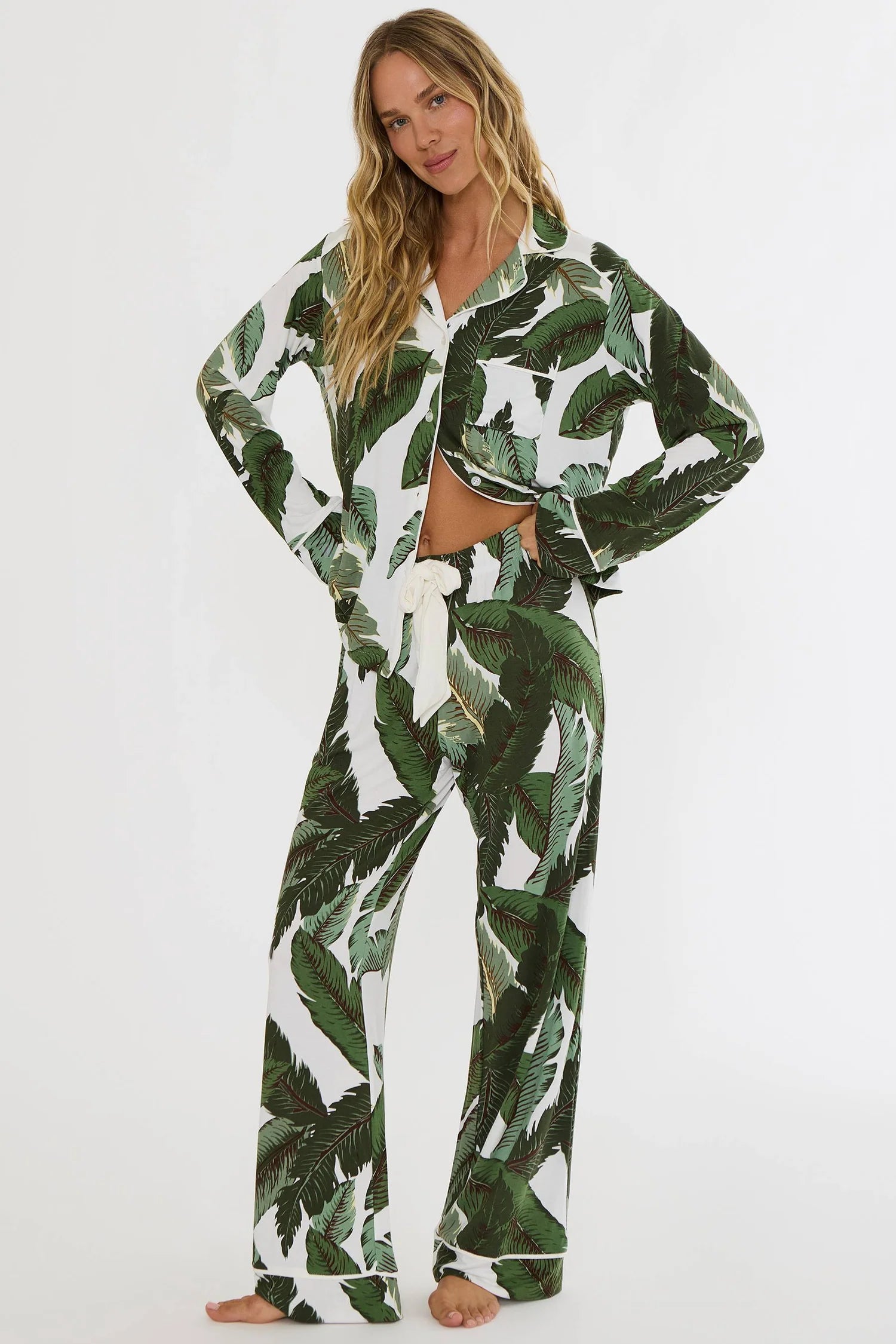 Beach Riot Livy Top & Connie Pant Set Banana Palms