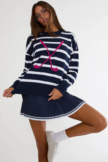 Beach Riot Callie Sweater Dusk Club Stripe
