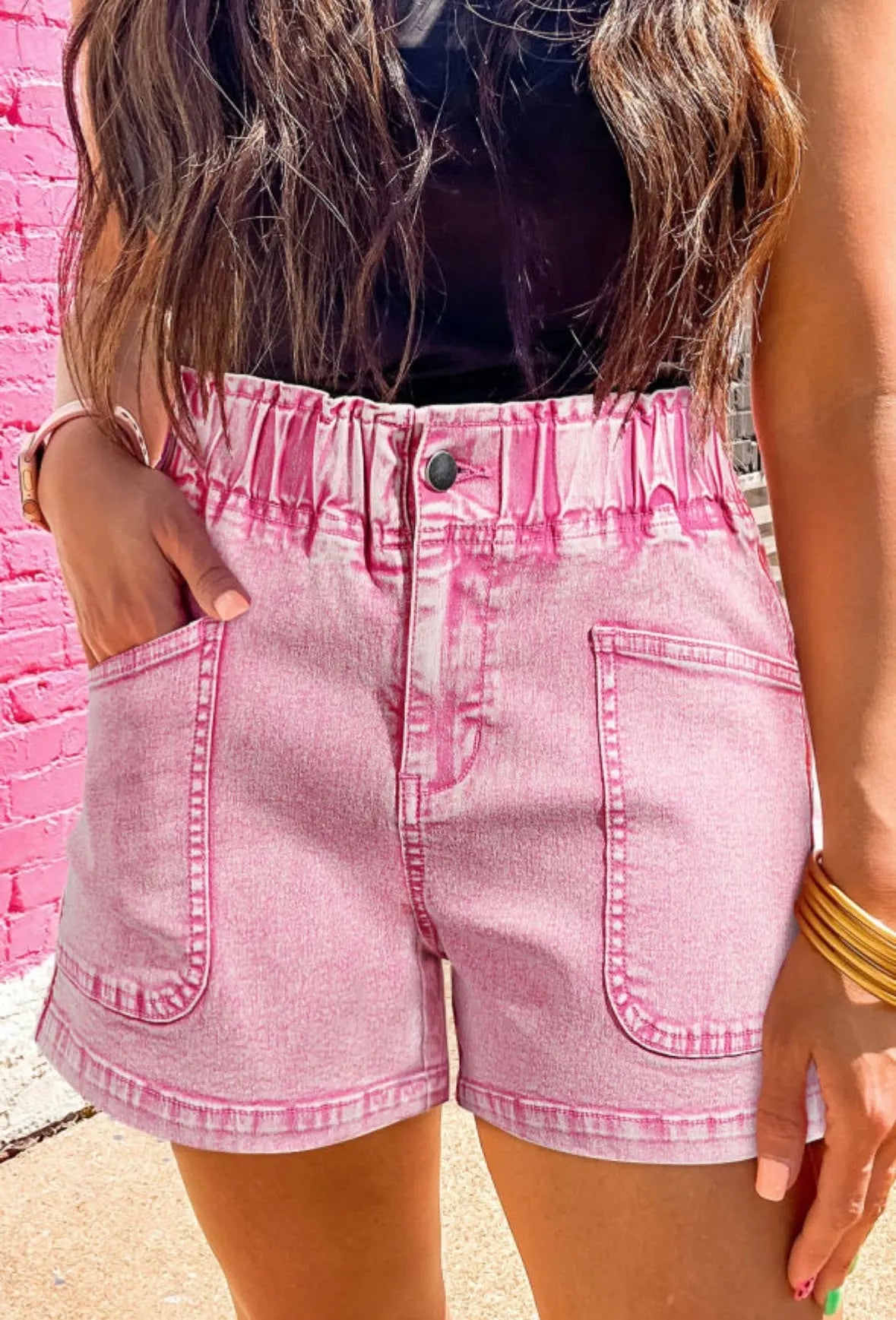 Strawberry Pink High Waisted Denim Florida Girl Fashion Boutique