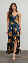 Teal Floral Wrap Dress