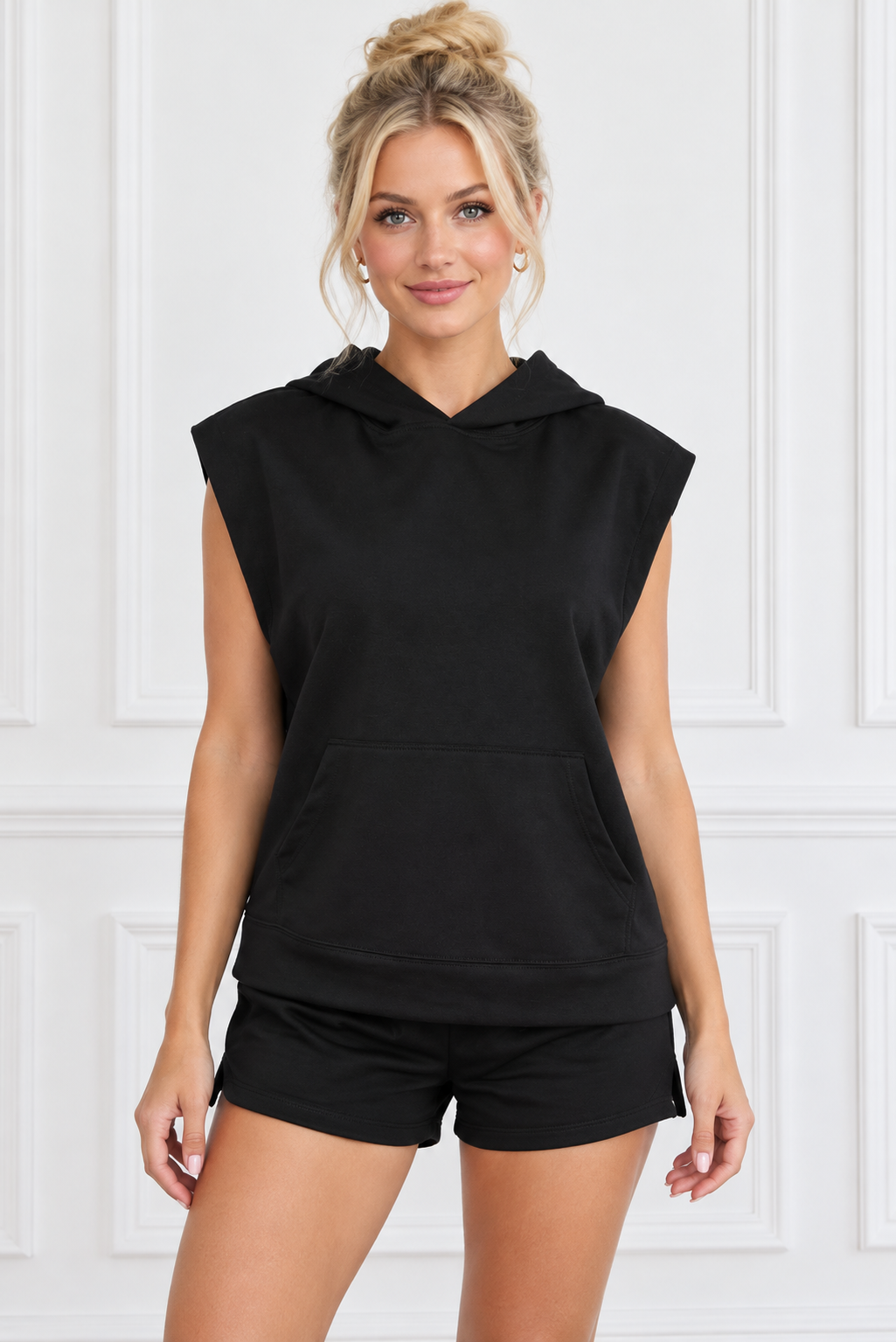 Sleeveless Hoodie and Shorts Set