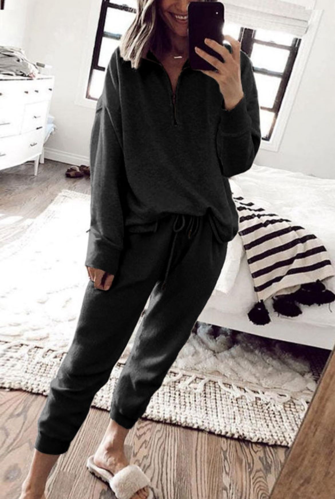 Black Quarter Zip Set Florida Girl Fashion Boutique