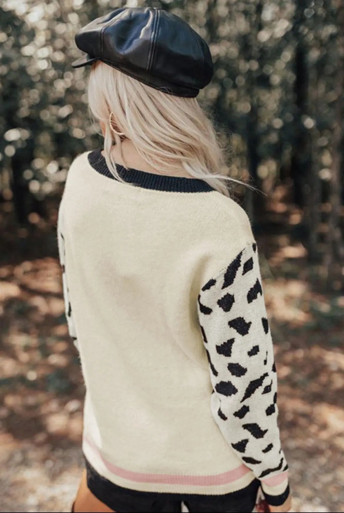 White Leopard Contrast Sweater Florida Girl Fashion Boutique