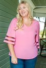 Mesh Stripe Bell Sleeve Top Florida Girl Fashion Boutique