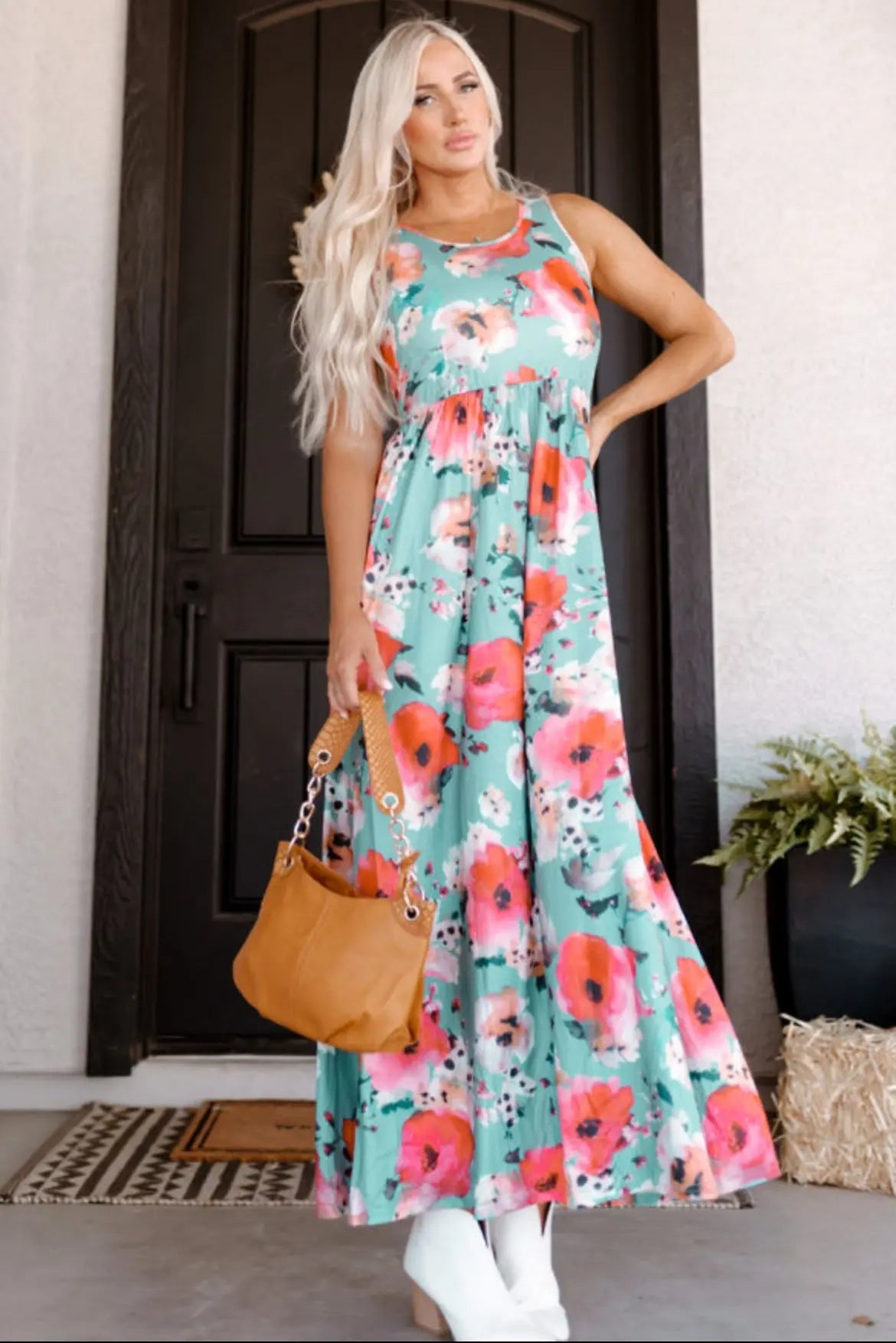 Blue High Waist Floral Maxi Florida Girl Fashion Boutique