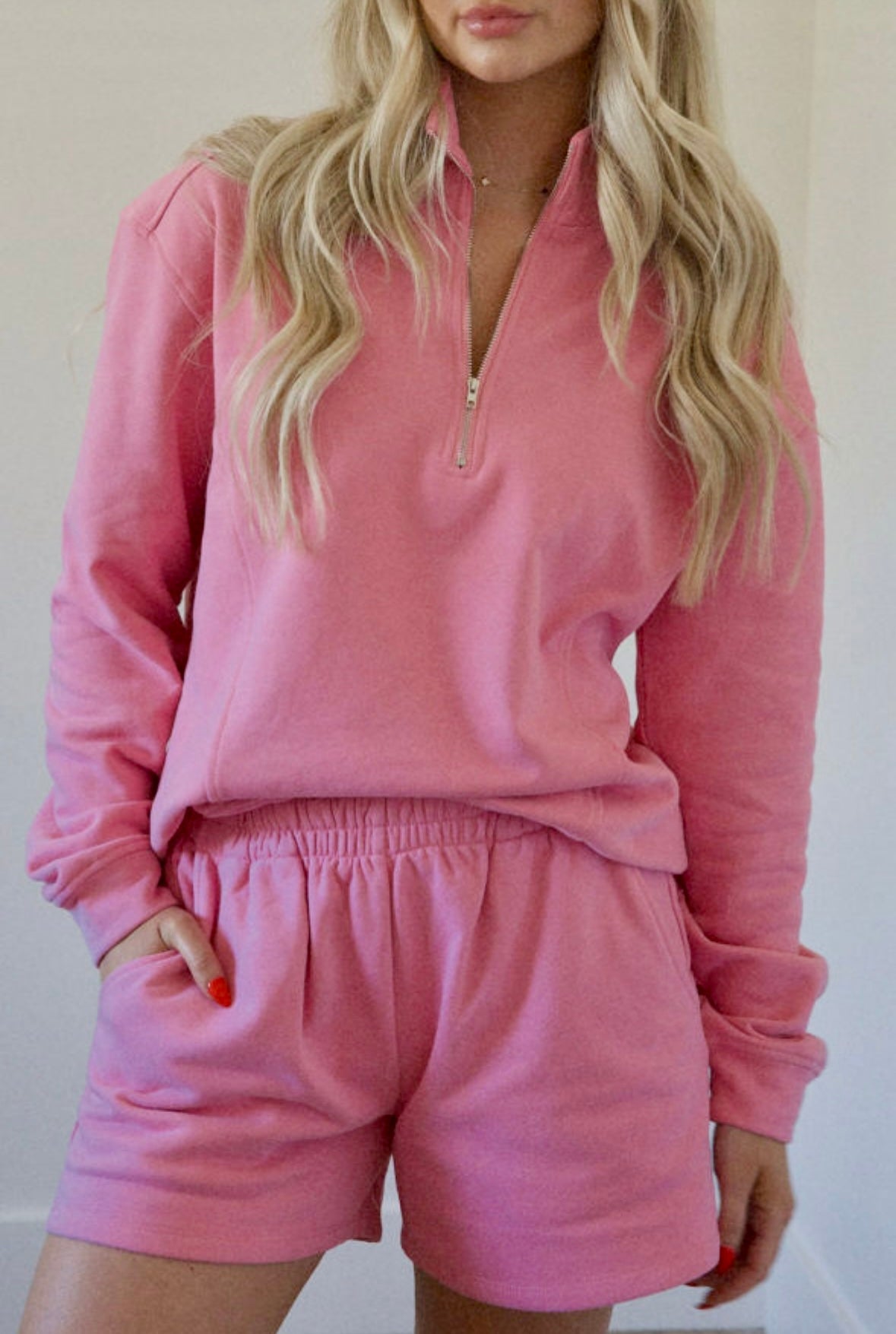 Quarter Zip Long Sleeve Top and Shorts Outfit Florida Girl Fashion Boutique