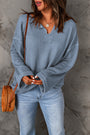 Blue Waffle Knit Long Sleeve Top Florida Girl Fashion Boutique