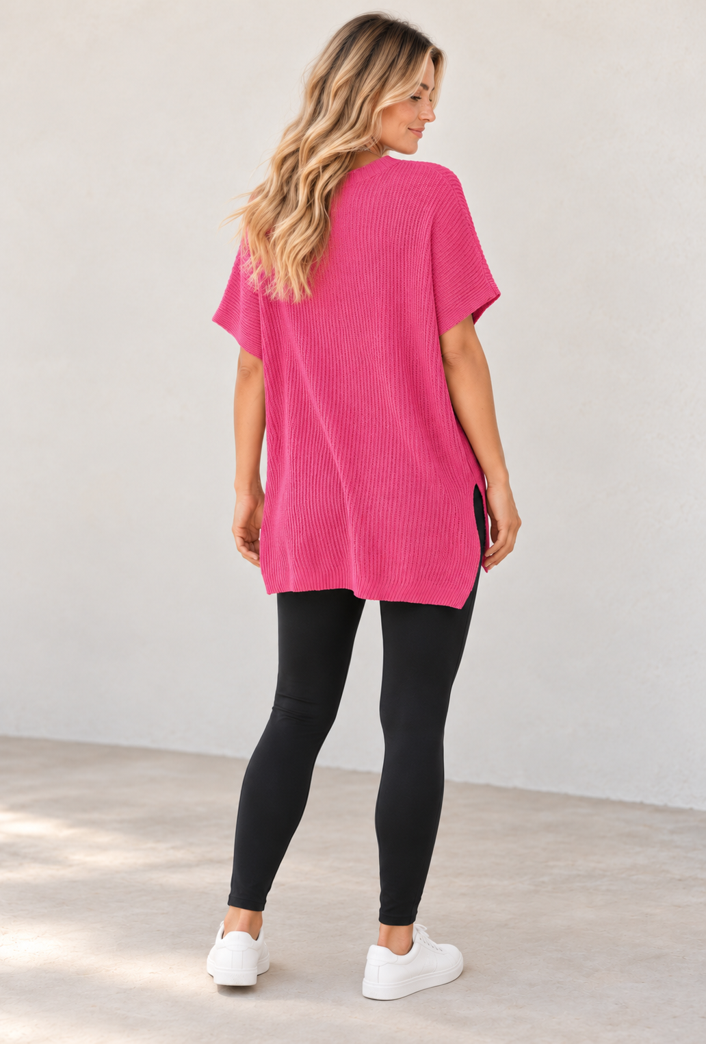 Pink Side Slit Sweater Top