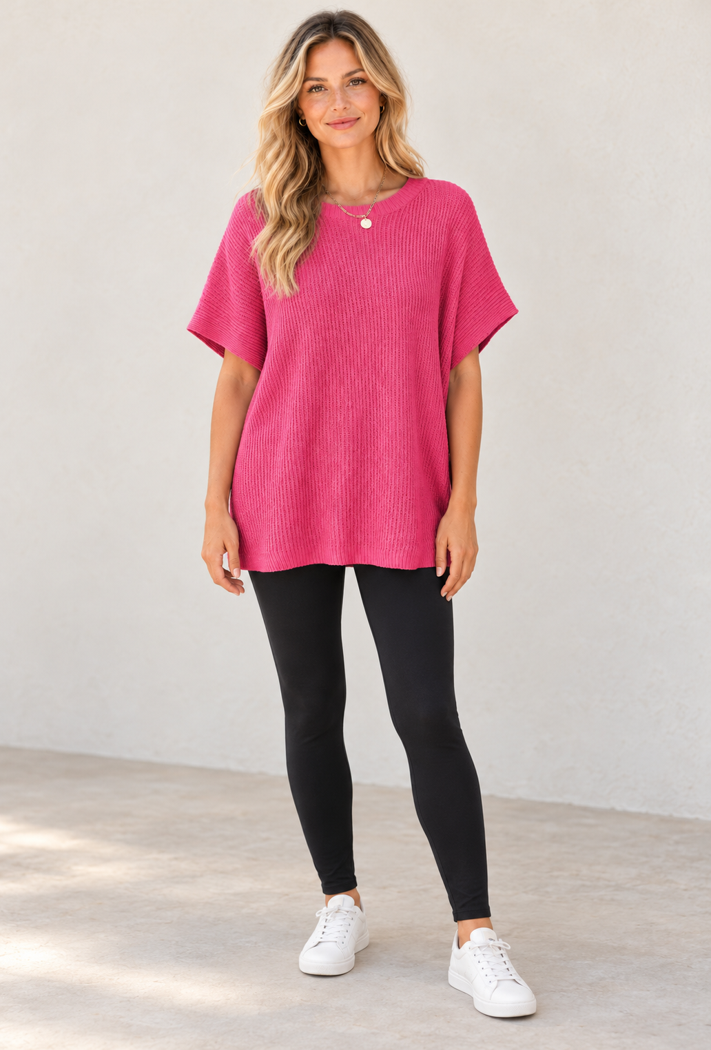 Pink Side Slit Sweater Top