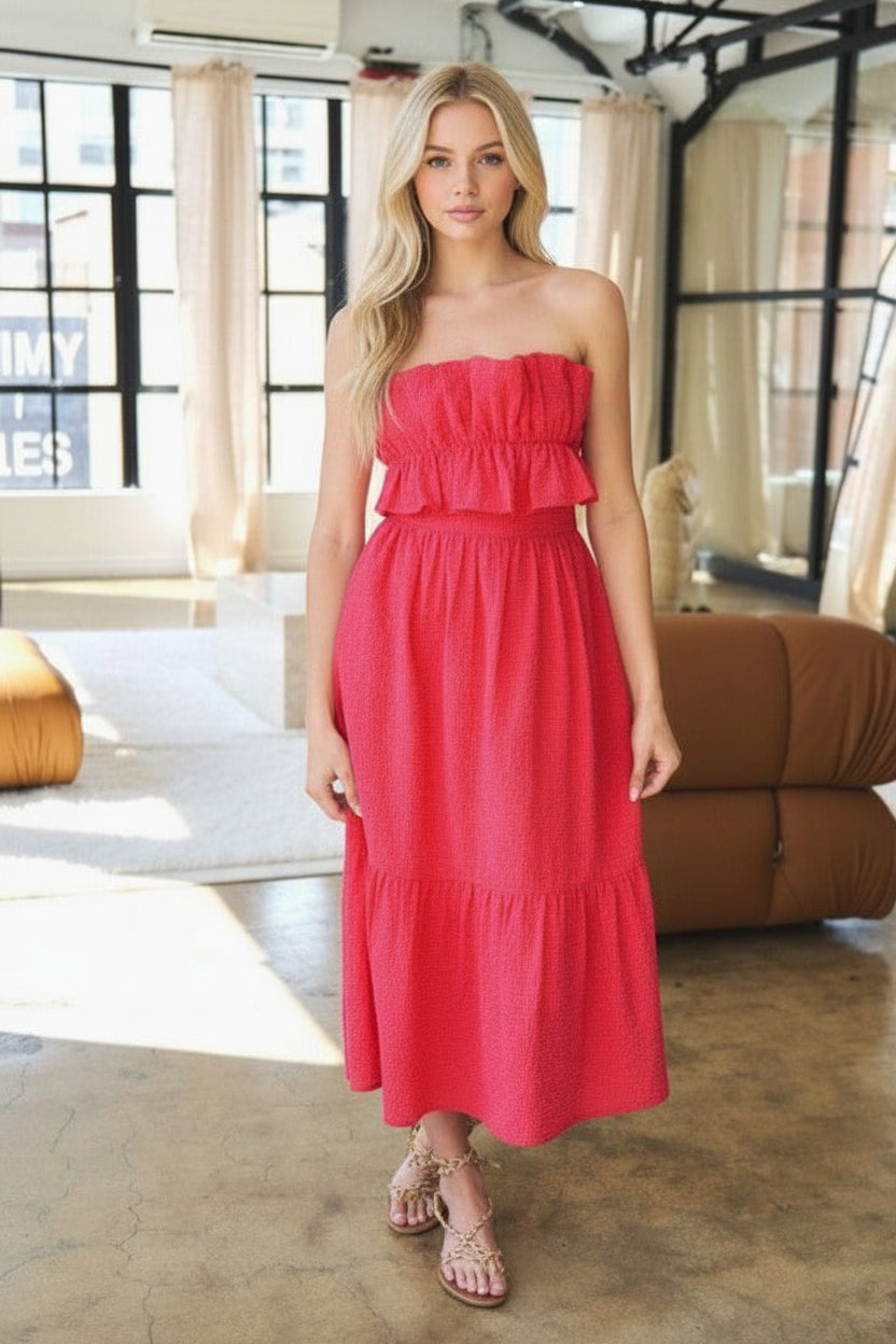 Tie Back Bandeau Midi Dress Florida Girl Fashion Boutique