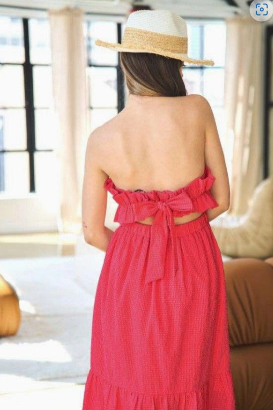 Tie Back Bandeau Midi Dress Florida Girl Fashion Boutique