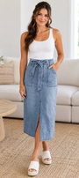Belted Denim Skirt