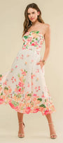 Floral Strapless Midi Dress Florida Girl Fashion Boutique