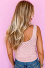 Light Pink Checkered U Neck Sweater Tank Florida Girl Fashion Boutique