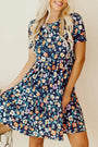 Navy Floral A-Line Dress Florida Girl Fashion Boutique