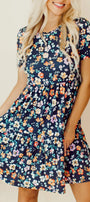 Navy Floral A-Line Dress Florida Girl Fashion Boutique