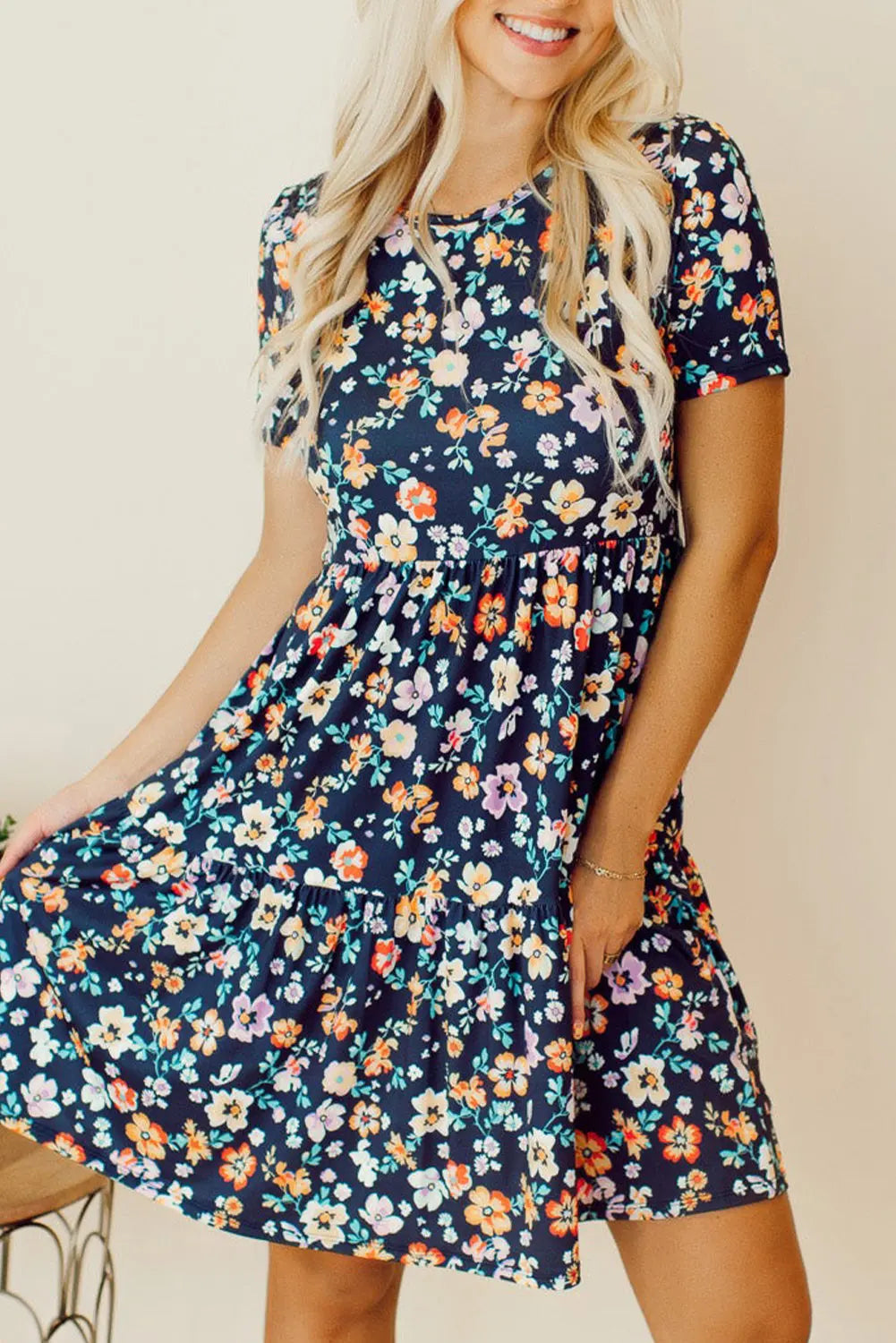 Navy Floral A-Line Dress Florida Girl Fashion Boutique