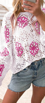 Floral Eyelet Sweater Florida Girl Fashion Boutique