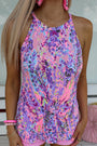 Purple Floral Halter Tank Florida Girl Fashion Boutique