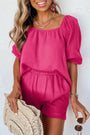 Pink Puff Sleeve Top and Shorts Set Florida Girl Fashion Boutique