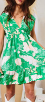 Green Floral V Neck Mini Florida Girl Fashion Boutique