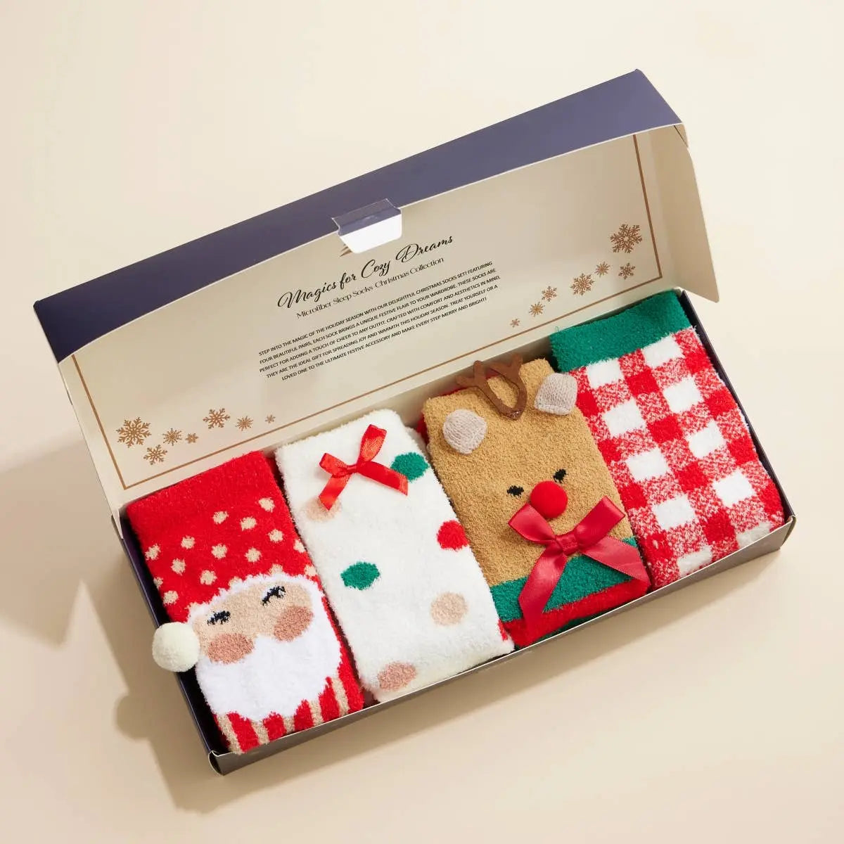 Christmas Fuzzy Socks Assorted Pack of 4 Frem