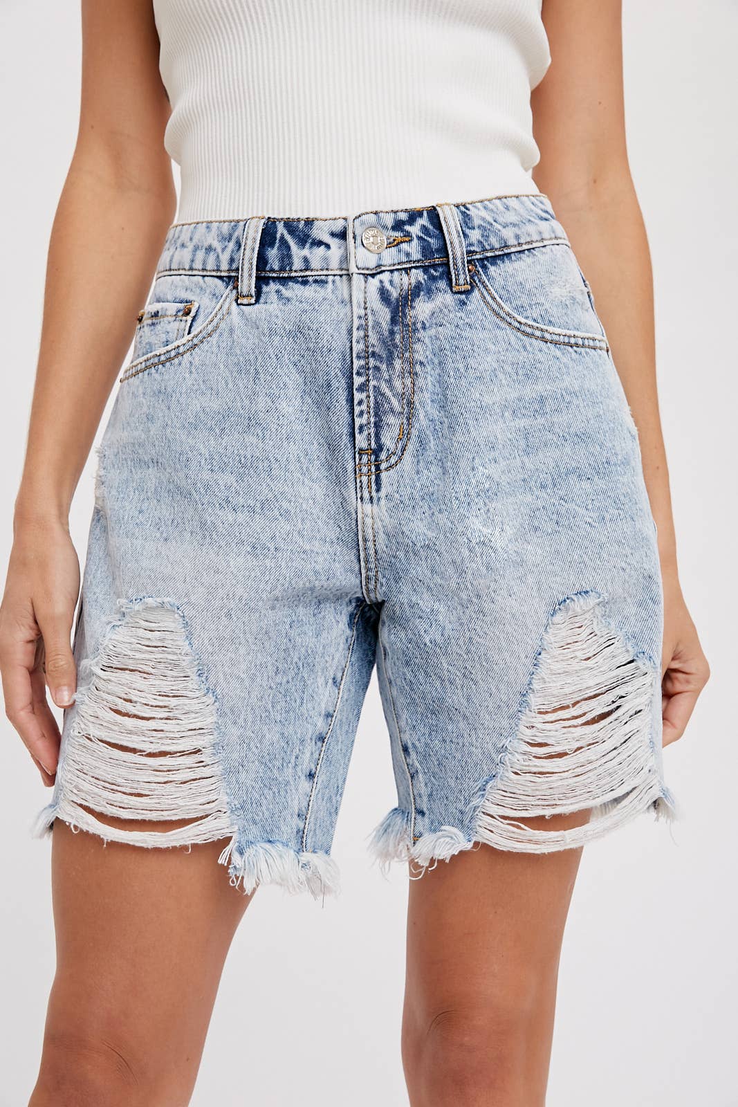 Ripped Boyfriend Denim Shorts Bluivy