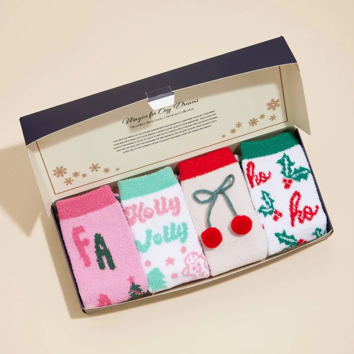 Christmas Fuzzy Socks Assorted Pack of 4 Frem