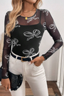 White Bow Mesh Long Sleeve Florida Girl Fashion Boutique