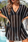 Black Striped Crochet Beach Cover Up Florida Girl Fashion Boutique