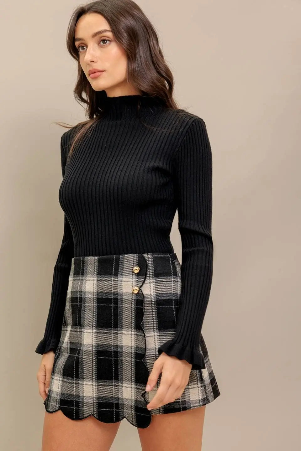 A woven plaid skort - IP8963 FLYING TOMATO
