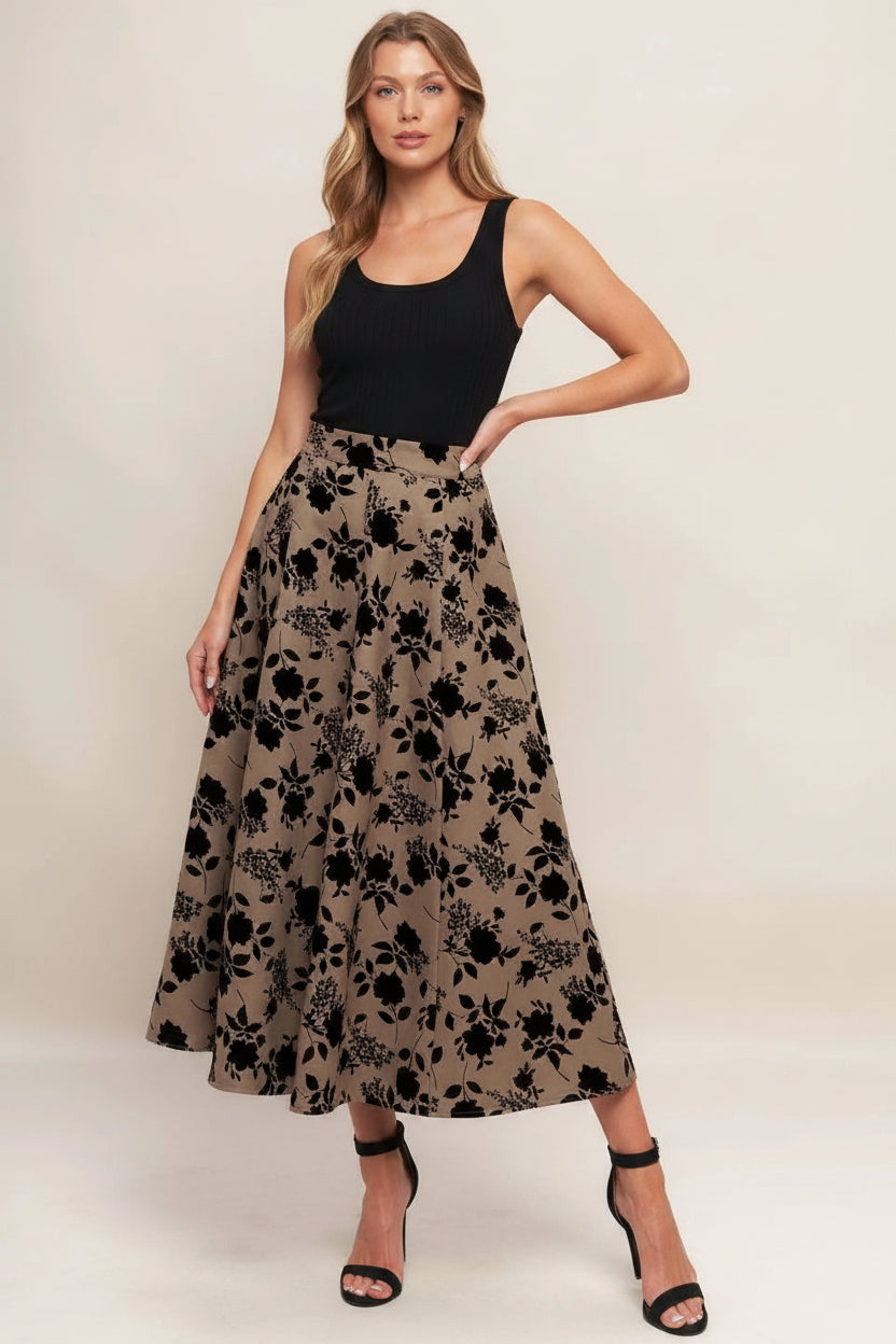 A woven flocking circle skirt - IK7708 FLYING TOMATO