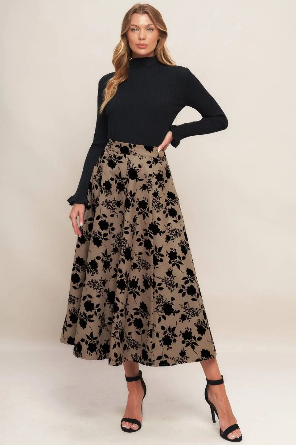 A woven flocking circle skirt - IK7708 FLYING TOMATO