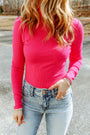 Rose Ribbed High Neck Top Florida Girl Fashion Boutique
