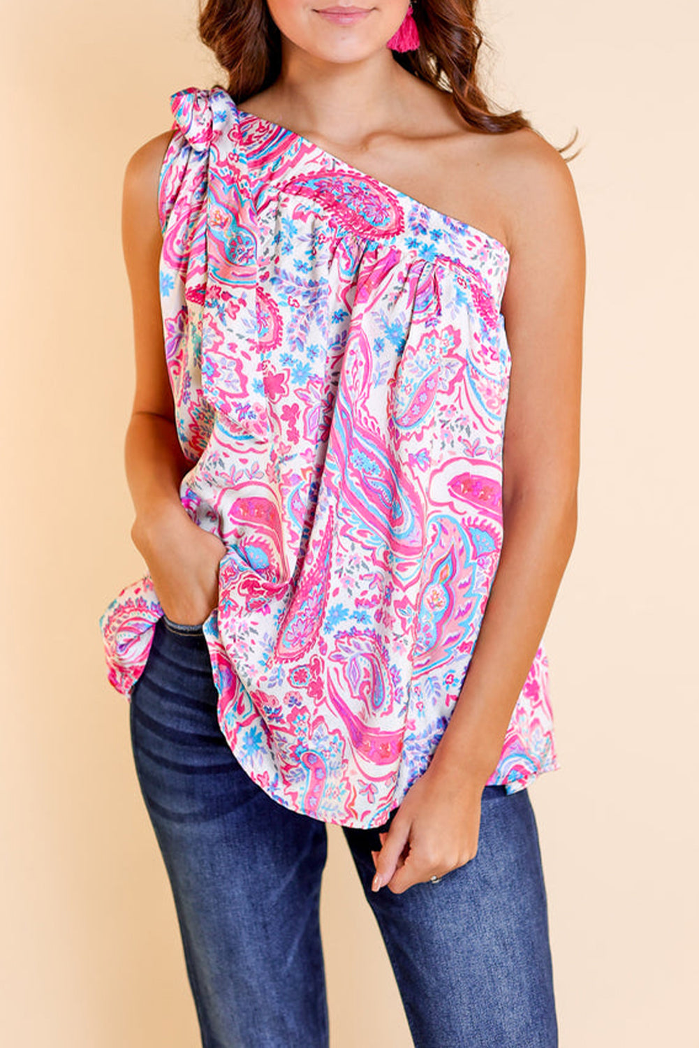 One Shoulder Paisley Top Florida Girl Fashion Boutique