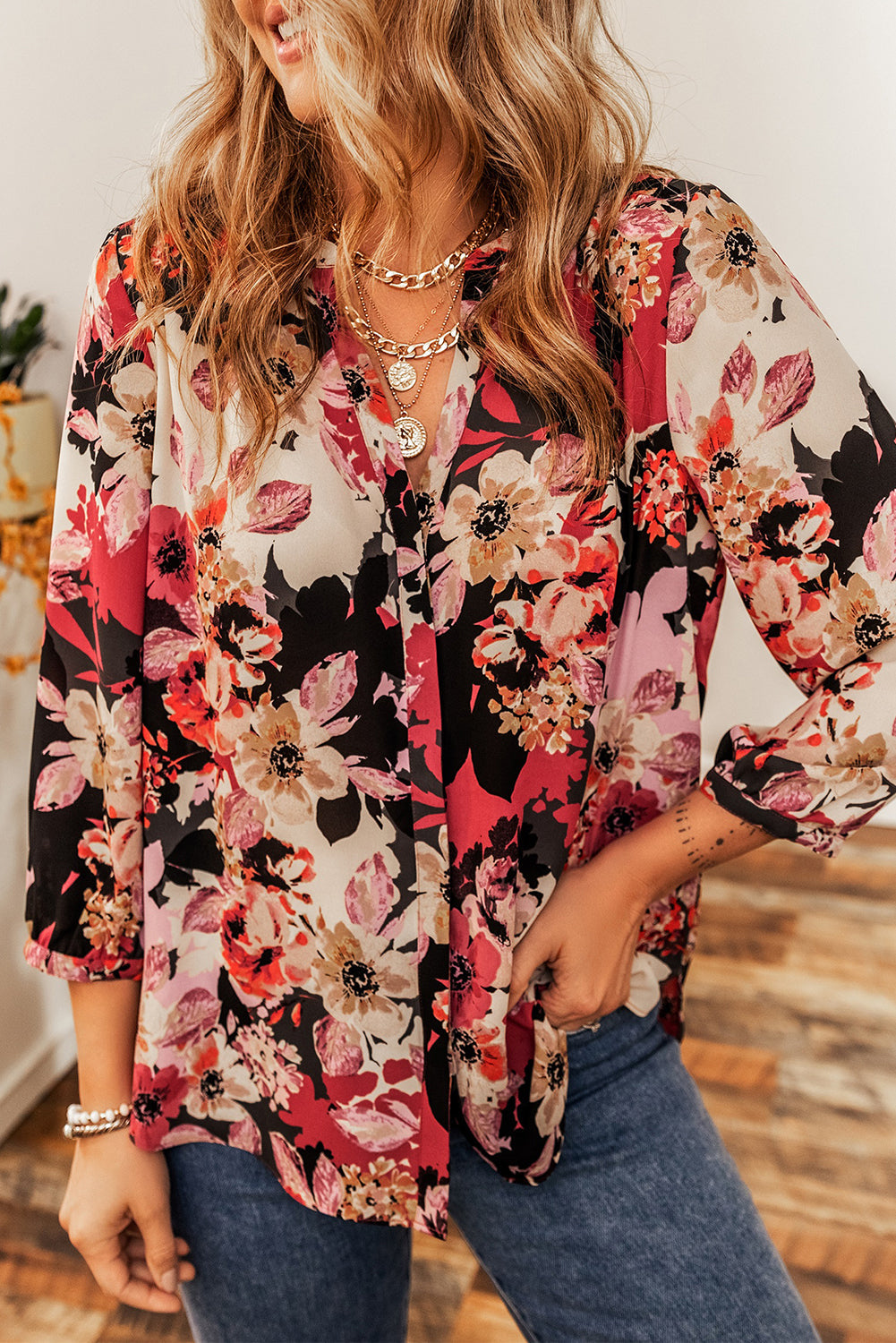 Multicolor Floral Print Blouse Florida Girl Fashion Boutique