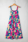 Blue Floral High Waist Dress Florida Girl Fashion Boutique