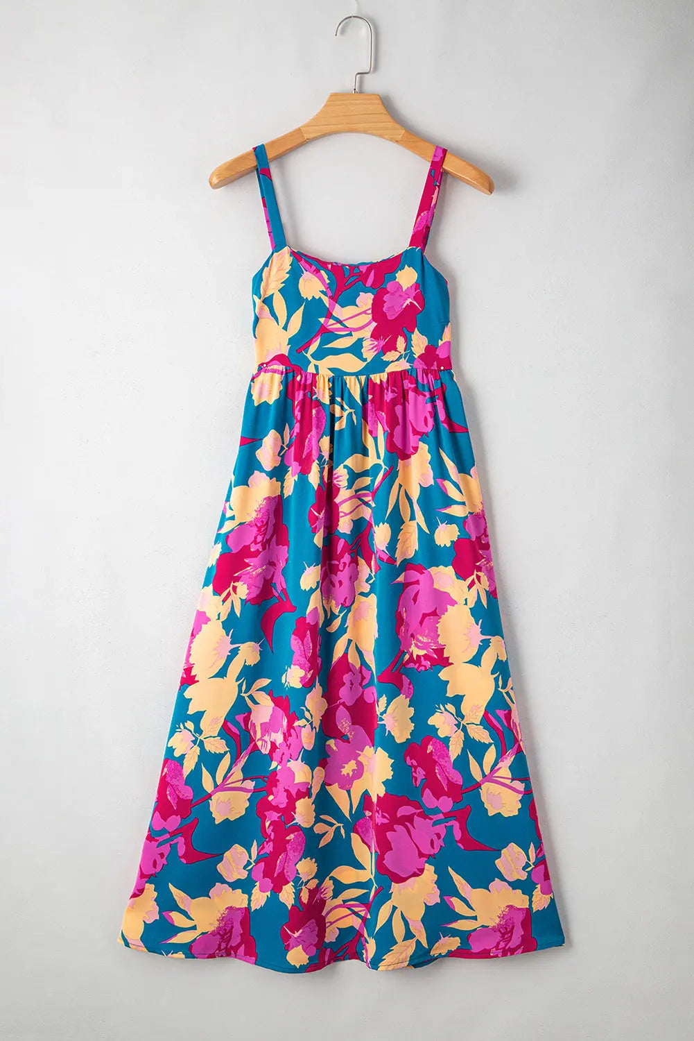 Blue Floral High Waist Dress Florida Girl Fashion Boutique