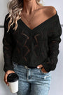 Hollow Knit V Neck Sweater Florida Girl Fashion Boutique