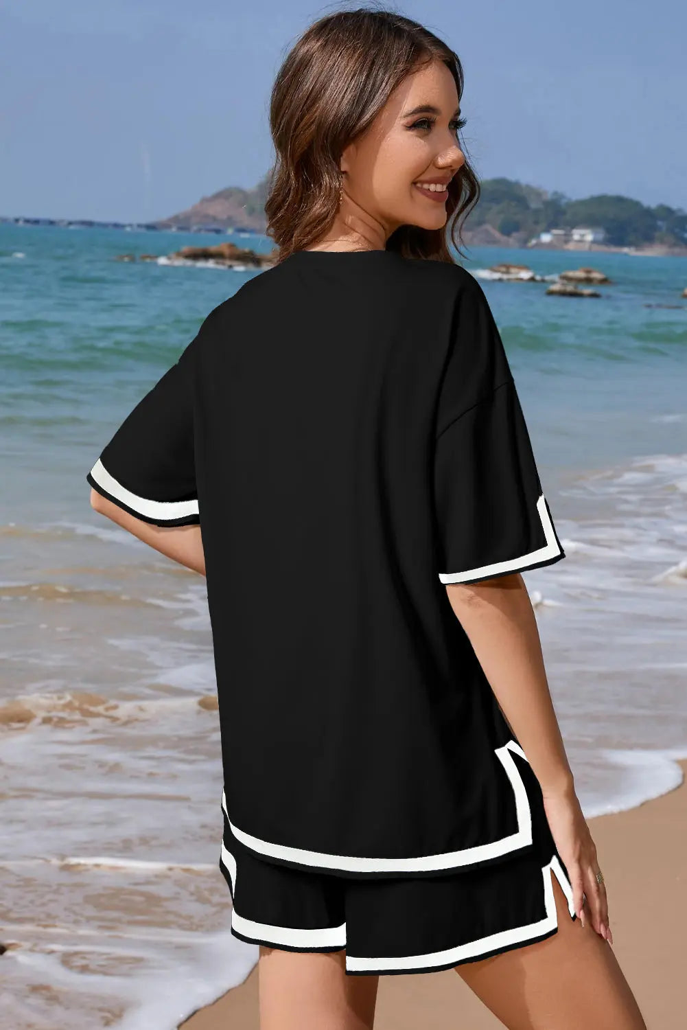 Contrast Trim Tee and Short Set Florida Girl Fashion Boutique